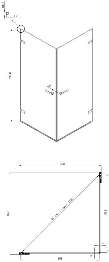 Квадратное душевое ограждение с двумя дверями Ambassadro Amber 10011105