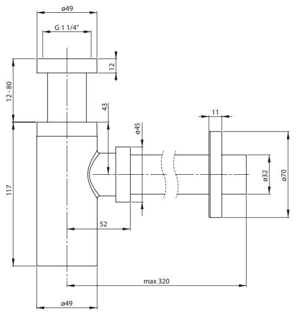 Сифон для умывальника круглый Deante Titanium, NHC_D31K