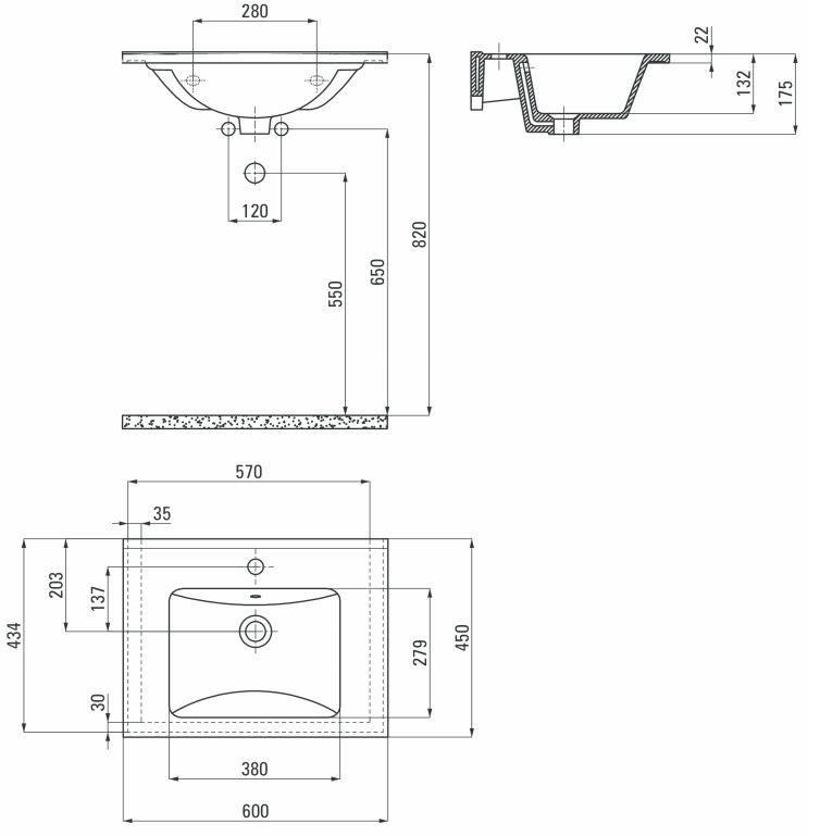 Раковина врезная Deante Floks 60x45, CDI_6U6M