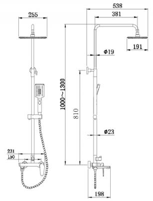 Душевая колонна со смесителем Bravat Arden F6351385CP-A1