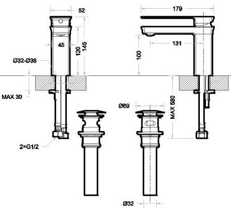 Смеситель для умывальника Bravat Phillis F156101C