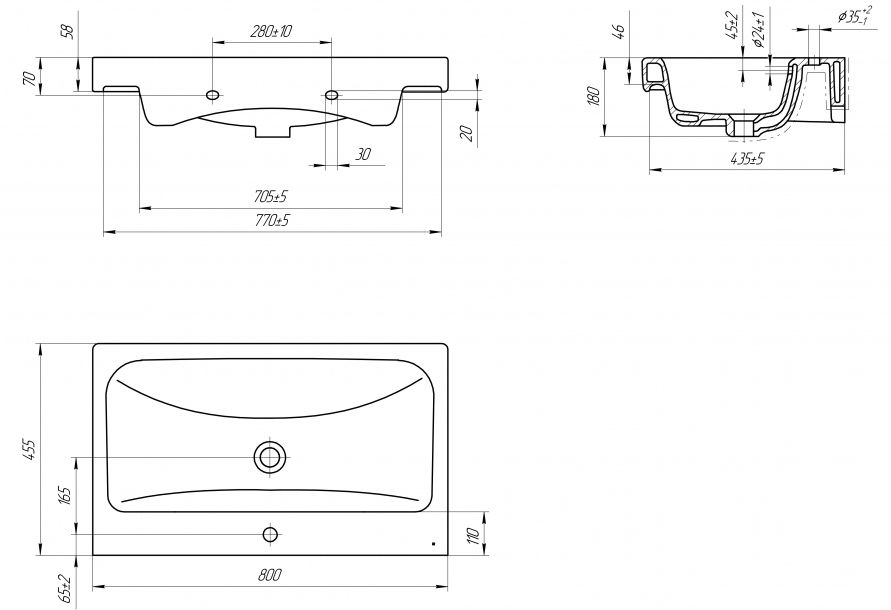 Раковина Cersanit Moduo 80, S-UM-MOD80/1