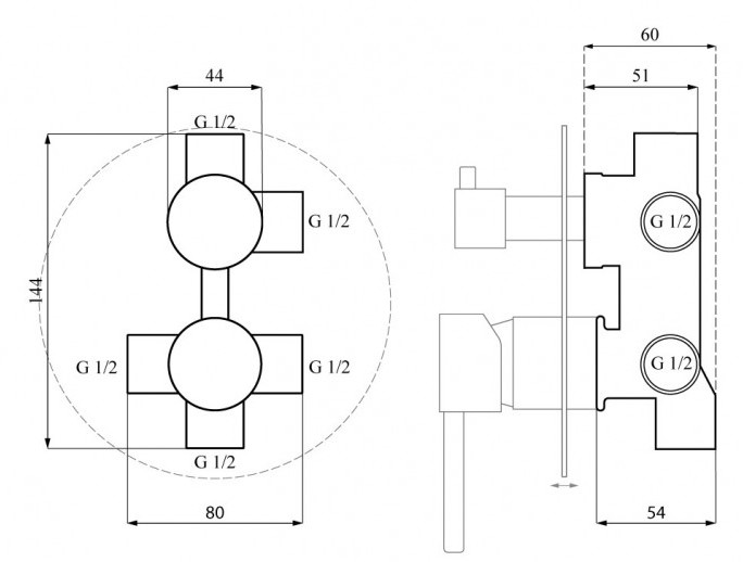 Душевая система встраиваемого монтажа Calani Nexos S Black, CAL-B0006