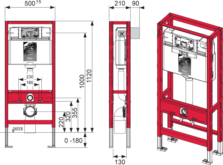 Застенный модуль с двойной рамой TECEprofil, 9300031