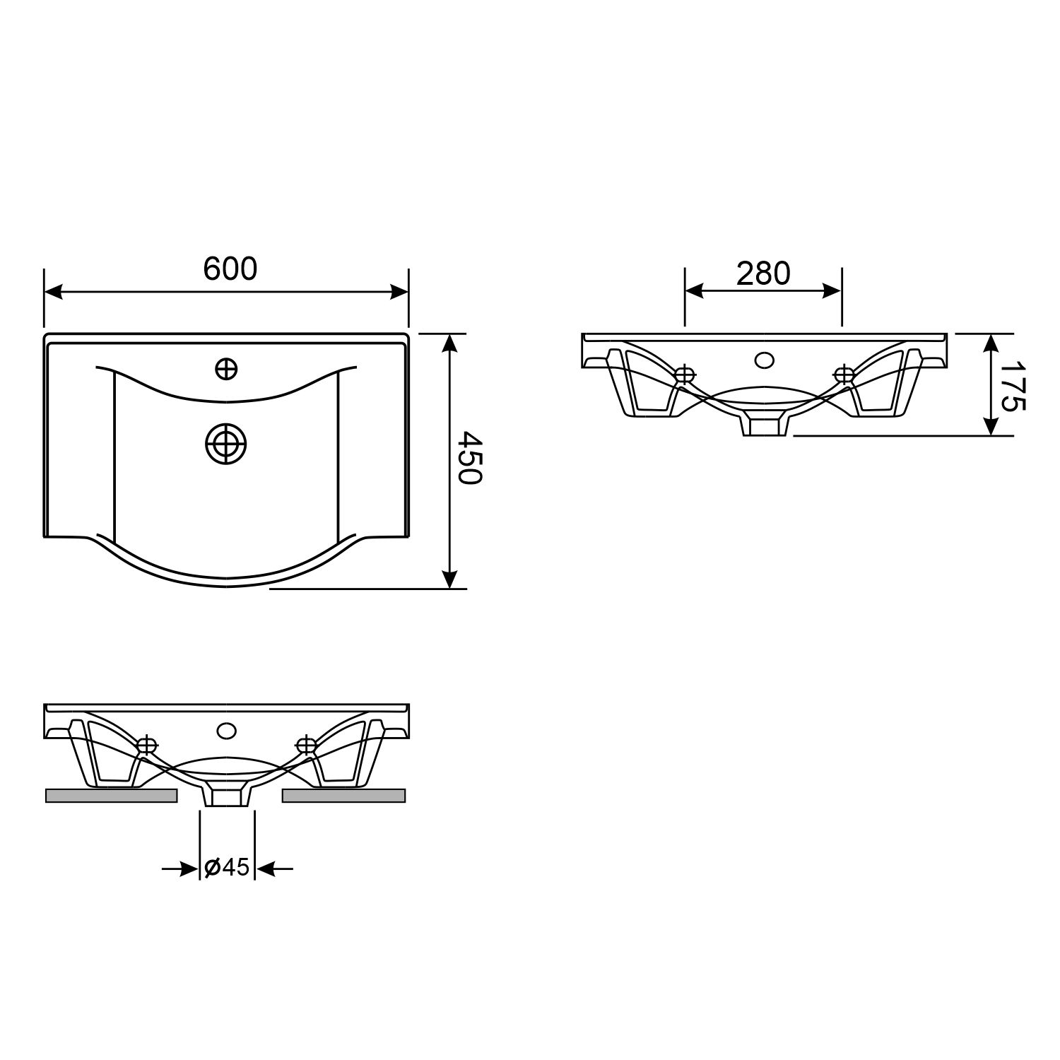Настенная или мебельная раковина Wellsee Bisou 60x45, 151204000