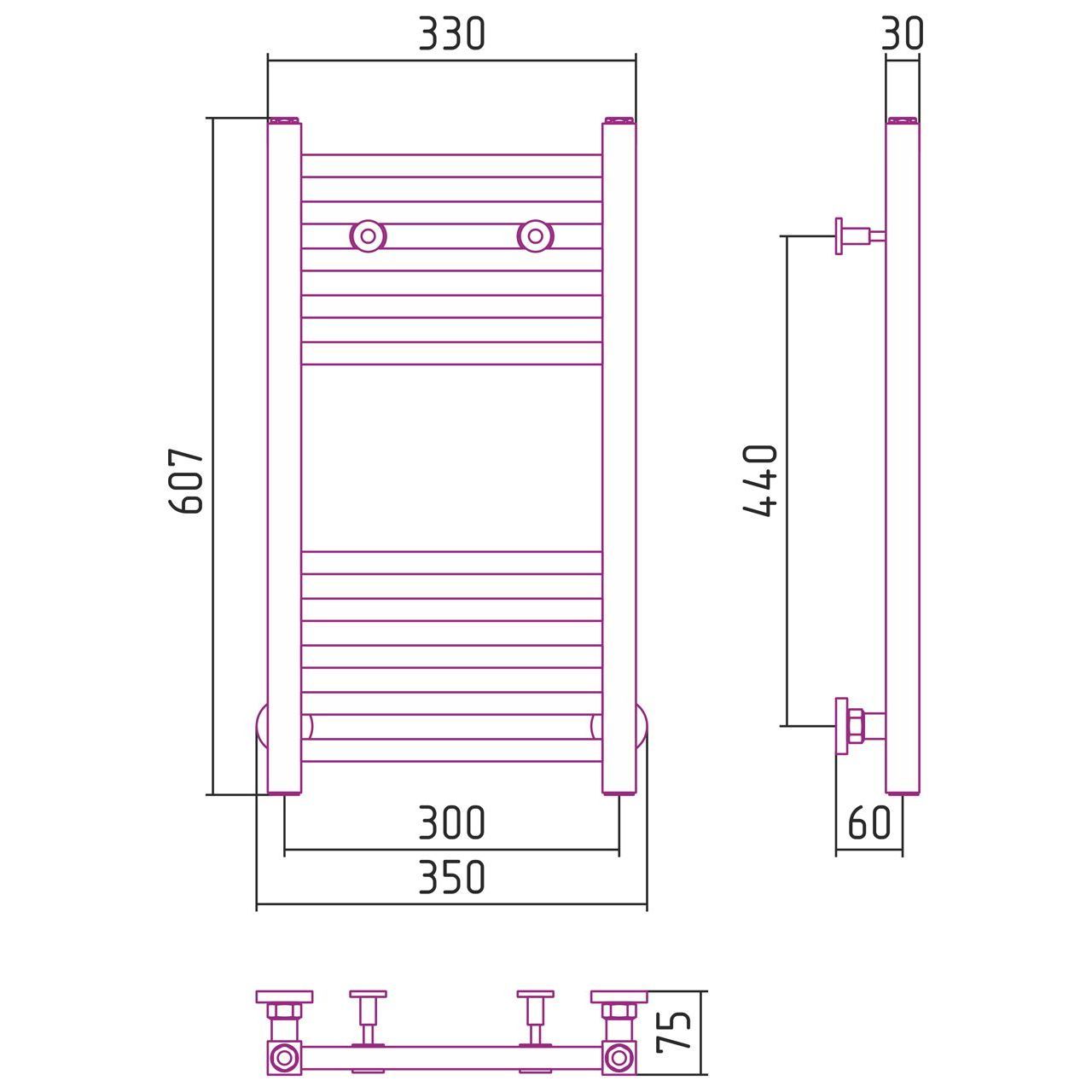 Водяной полотенцесушитель Сунержа Модус 600x300