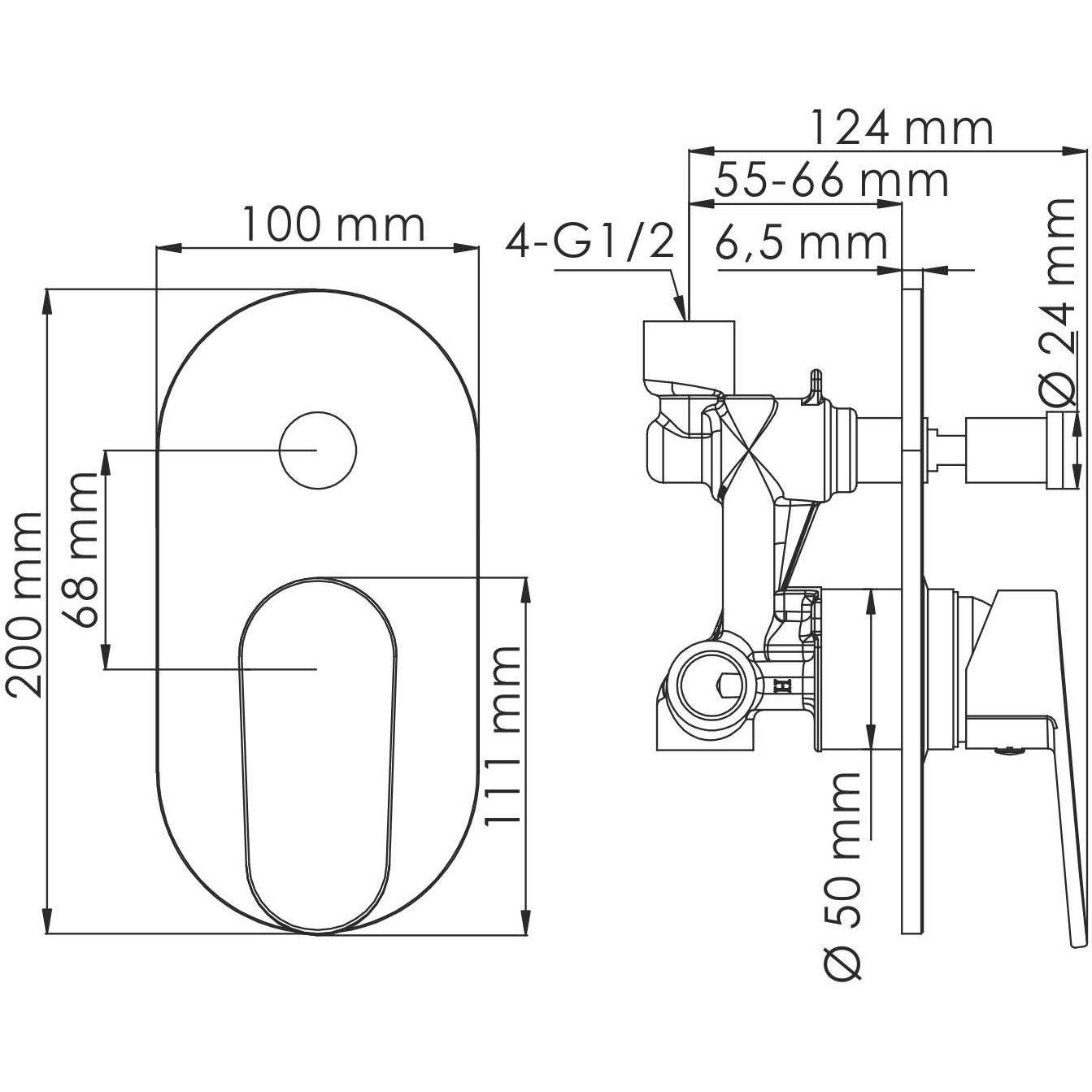 Смеситель для ванны и душа WasserKRAFT Donau, 5361