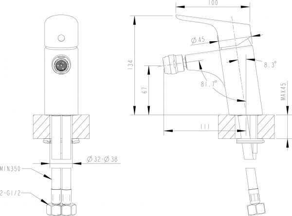 Смеситель для биде Bravat Drop-D F34898C