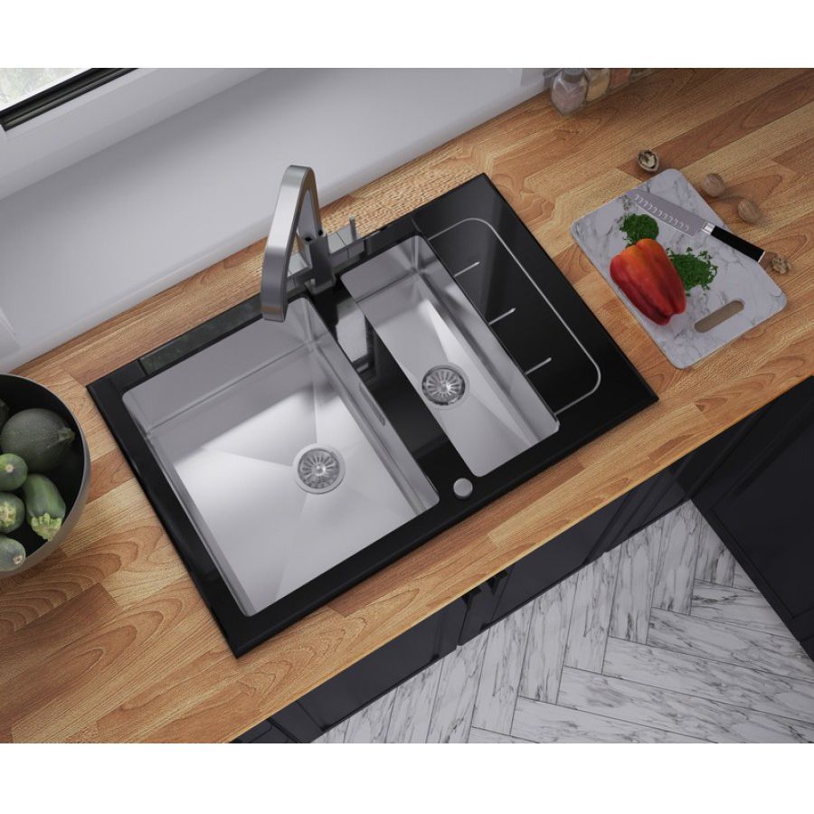Мойка со стеклом ZorG GS 7850-2 black