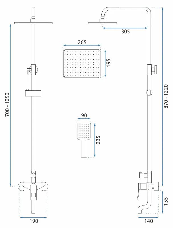 Душевая система Rea Soul Black, REA-B9998