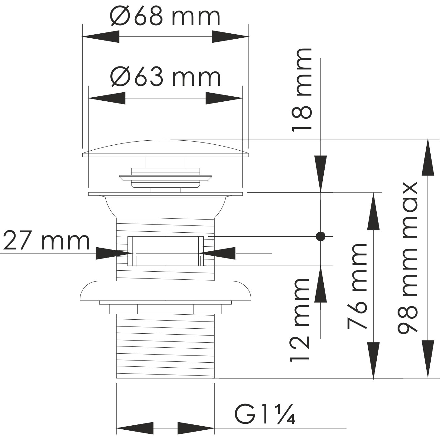 Донный клапан Push-up WasserKRAFT, A153
