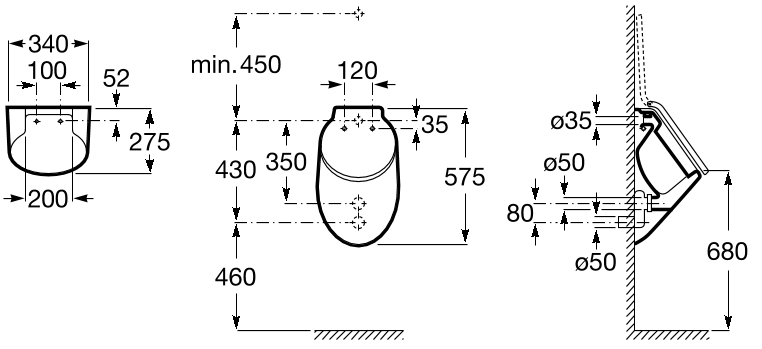 Писсуар с крышкой Roca Spun задний подвод воды, A353148000