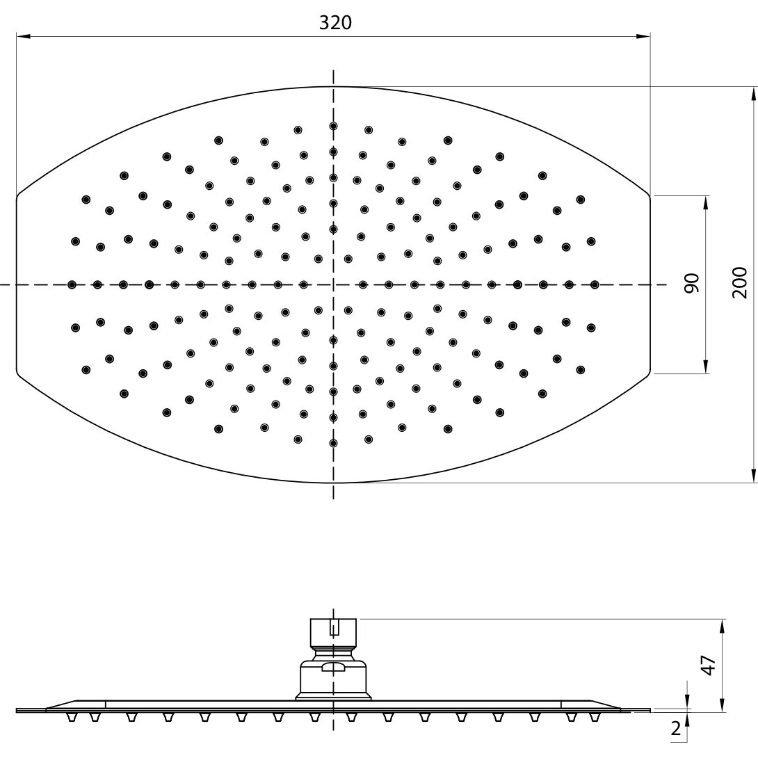 Лейка душевая верхняя овальная 320х200 мм Lemark, LM9485S