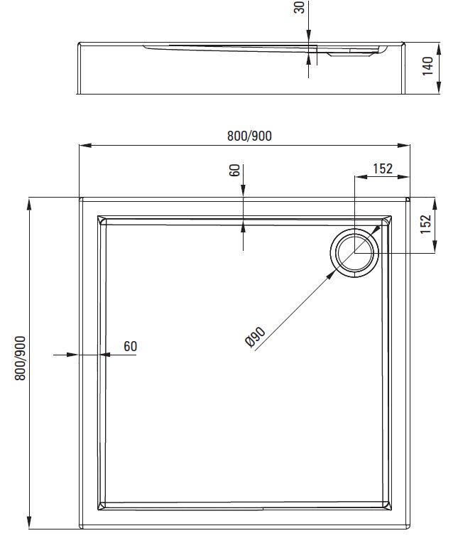 Поддон акриловый квадратный Deante Jasmin Plus