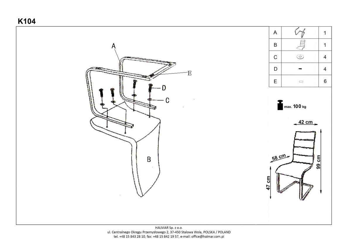 Стул кухонный Halmar K104 черно-белый, V-CH-K/104-KR-CZARNY/BIALY-EKO