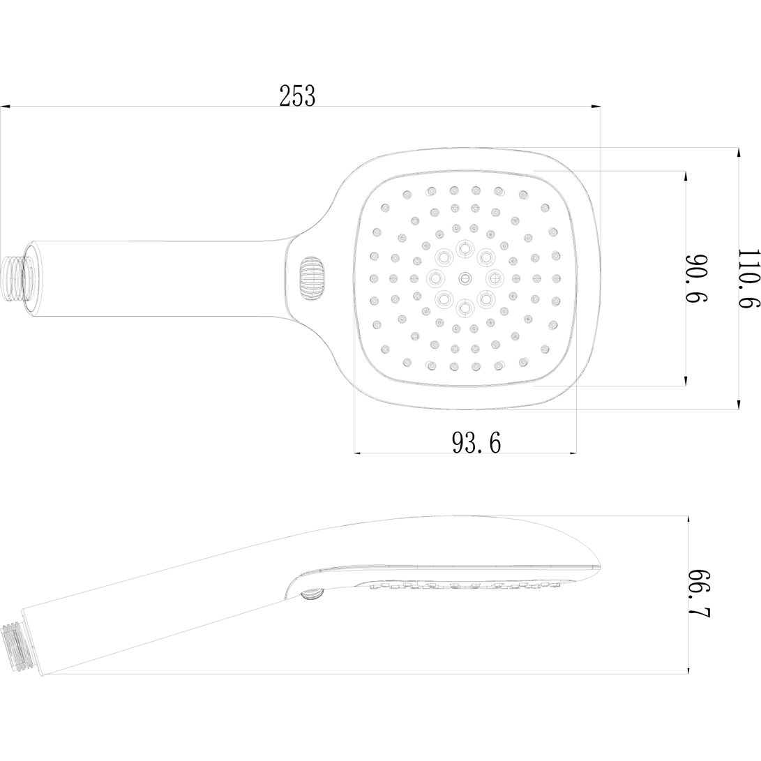Лейка душевая квадратная 3-функциональная 110х253 мм Lemark, LM1013C