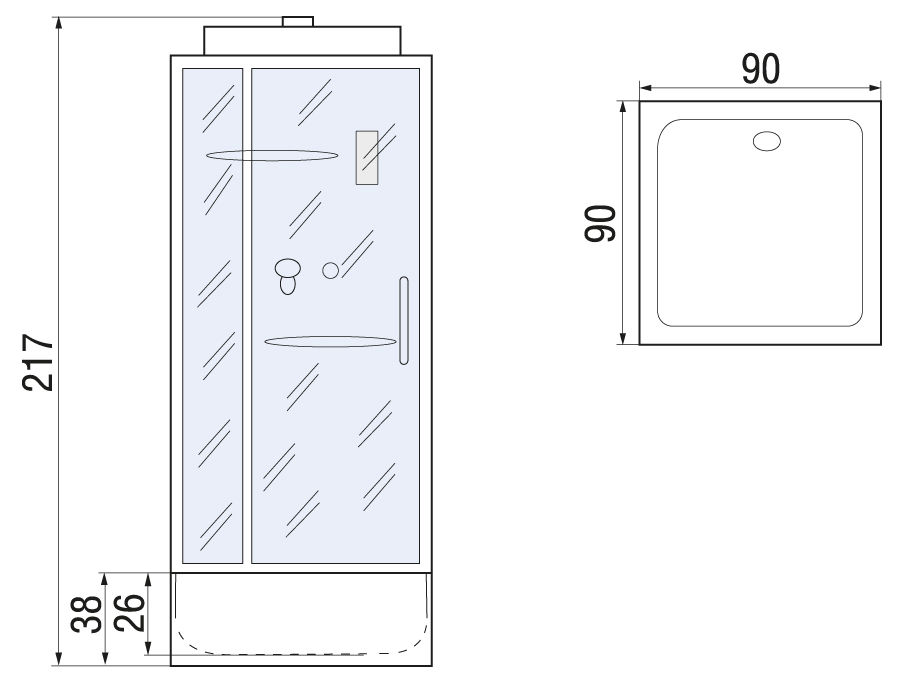 Душевая кабина River TANA Б/К 90/38