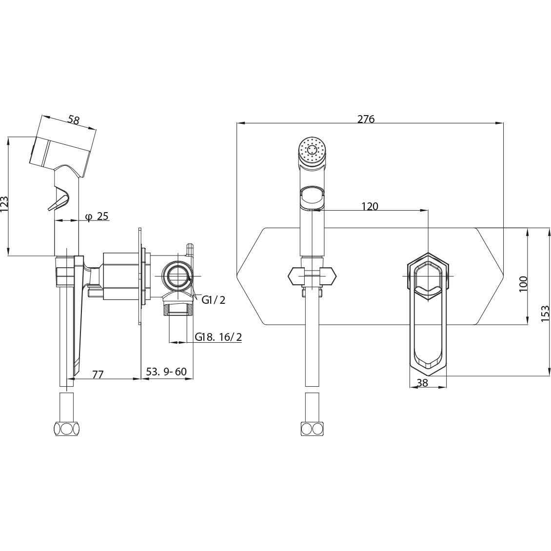 Смеситель с гигиеническим душем встраиваемый Lemark Prizma, LM3919C