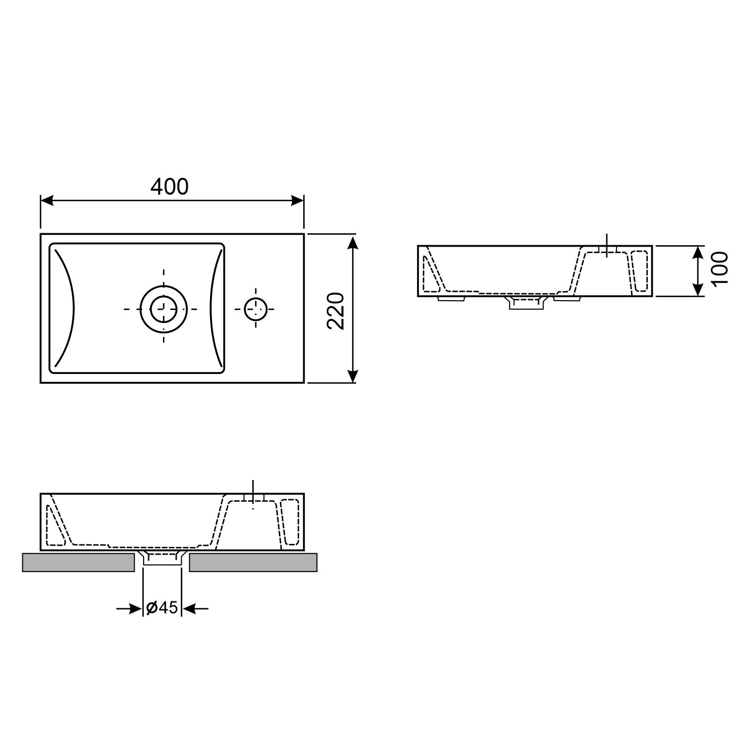 Настенная или накладная раковина Wellsee WC Area 40x22, 151801000