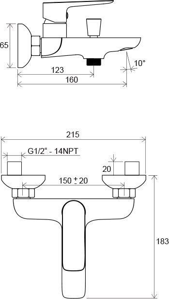 Смеситель для ванны Ravak Classic CL 022.00/150, X070083