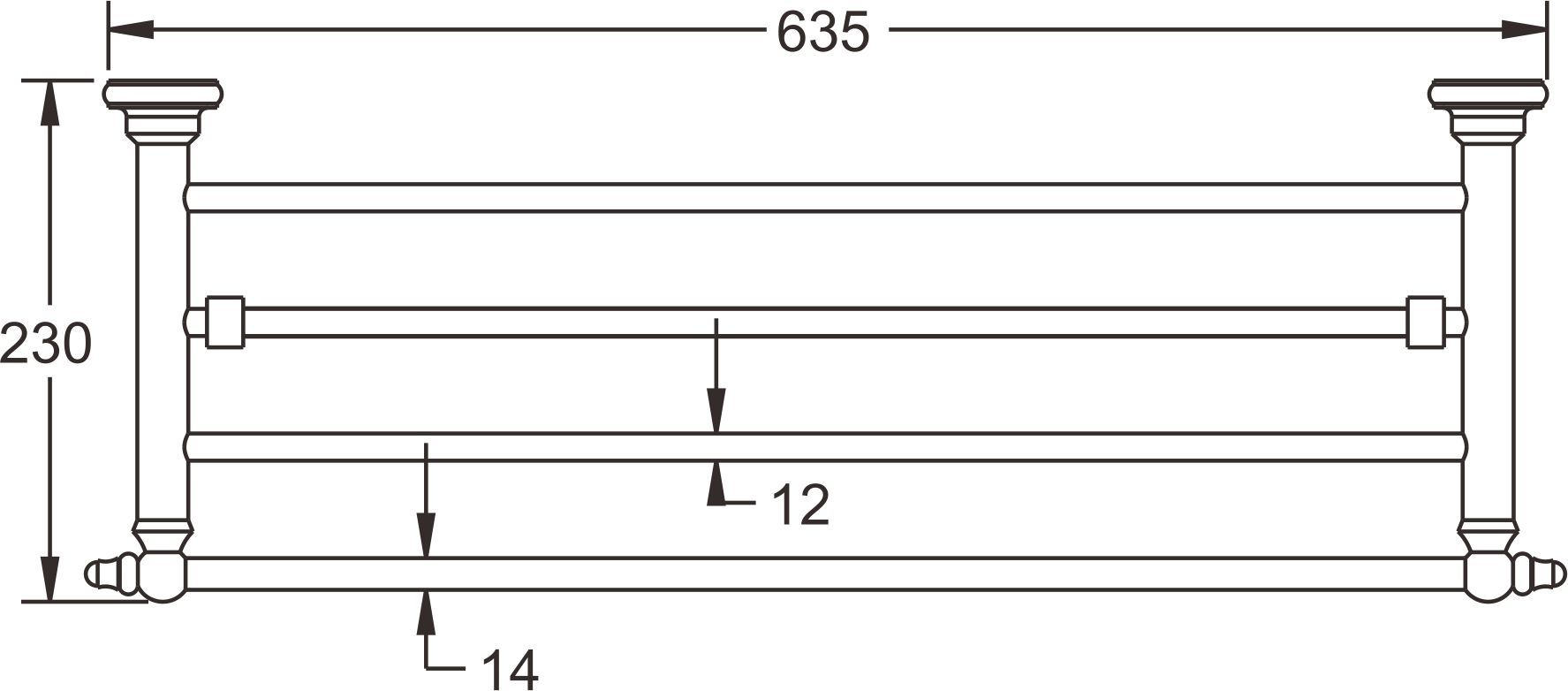 Полотенцедержатель с полкой Rose, RG1108Q