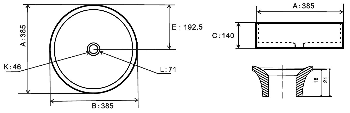 Накладной умывальник Uptrend Sofia 38.5x38.5, UP4003-2-U18