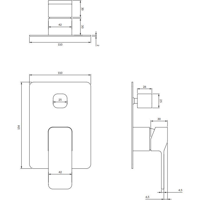 Смеситель для ванны встраиваемый Omnires Slide, SL7735GR
