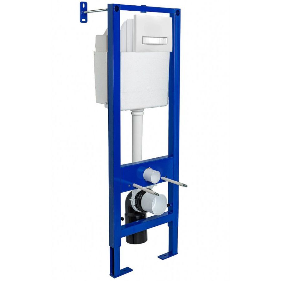 Инсталяция для скрытого монтажа унитаза Berges АТОМ Line 410 кнопка белый глянцевый/хром, 040341