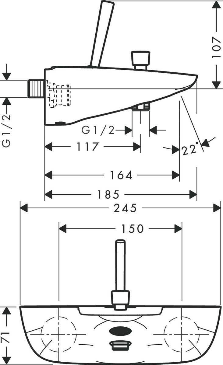 Смеситель для ванны Hansgrohe PuraVida, 15472400