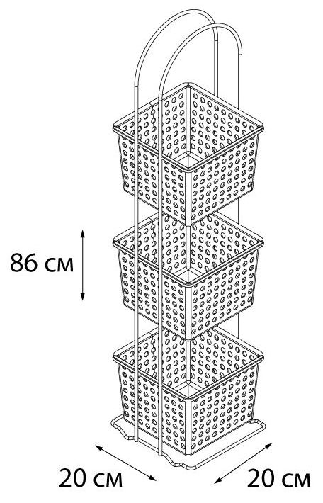 Этажерка прямоугольная трехэтажная Grampus, GR-810-3