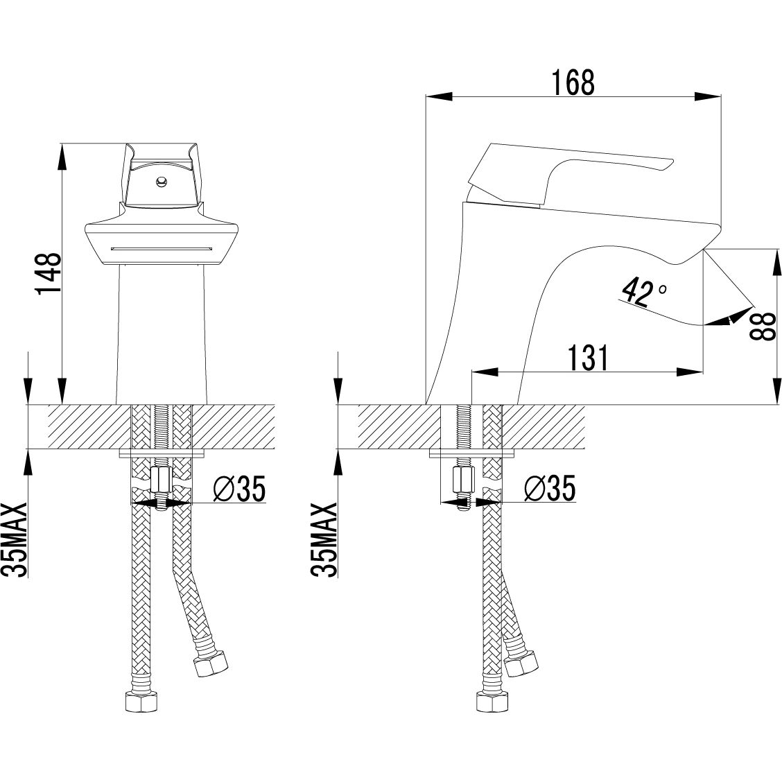 Смеситель для умывальника монолитный каскадный Lemark Unit, LM4546C
