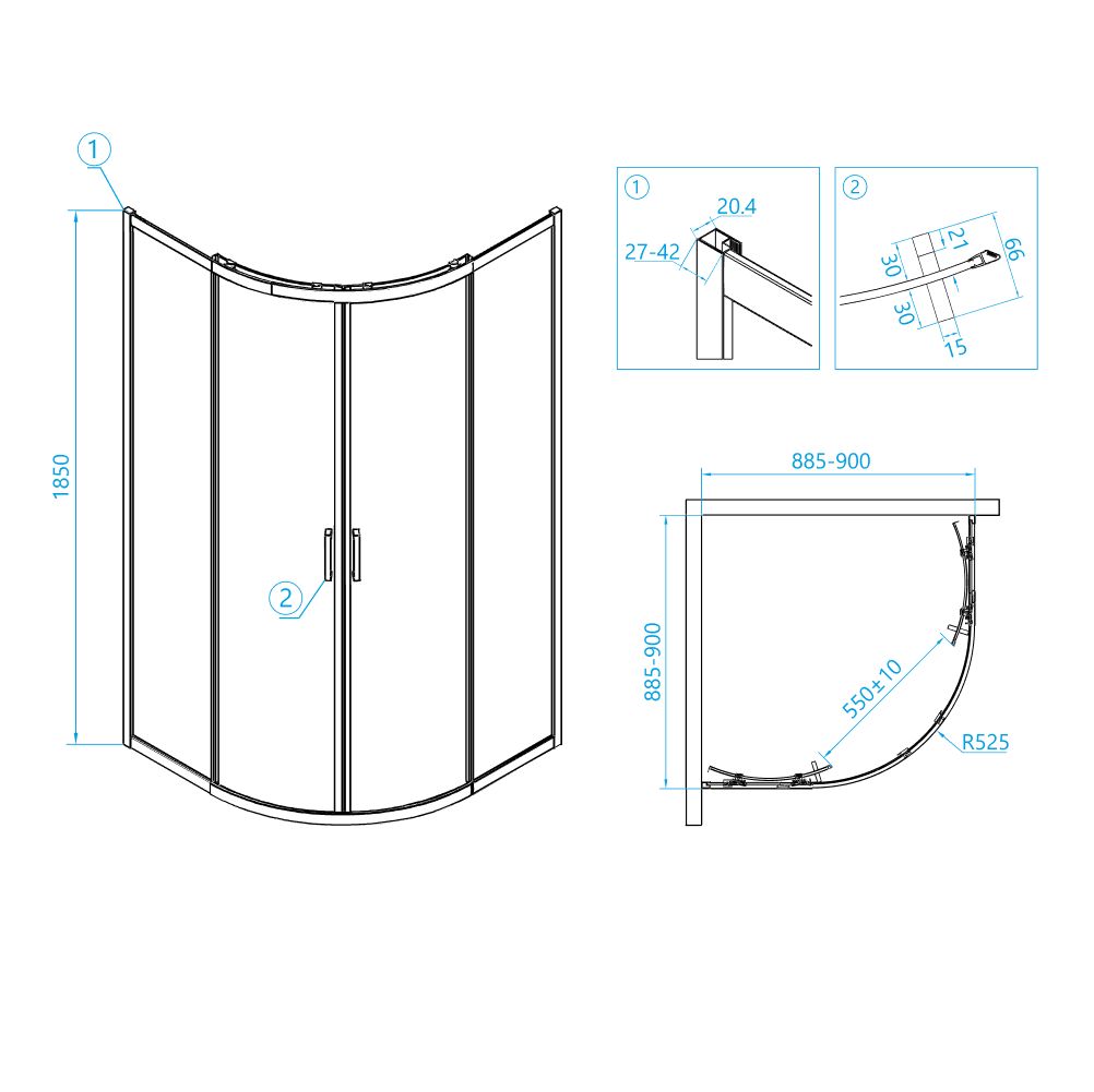 Душевой уголок RGW CL-53 90x90, 06095399-11