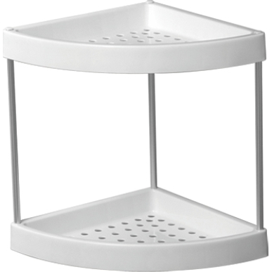 Полка угловая 2-х ярусная белый пластик Ledeme L362-2