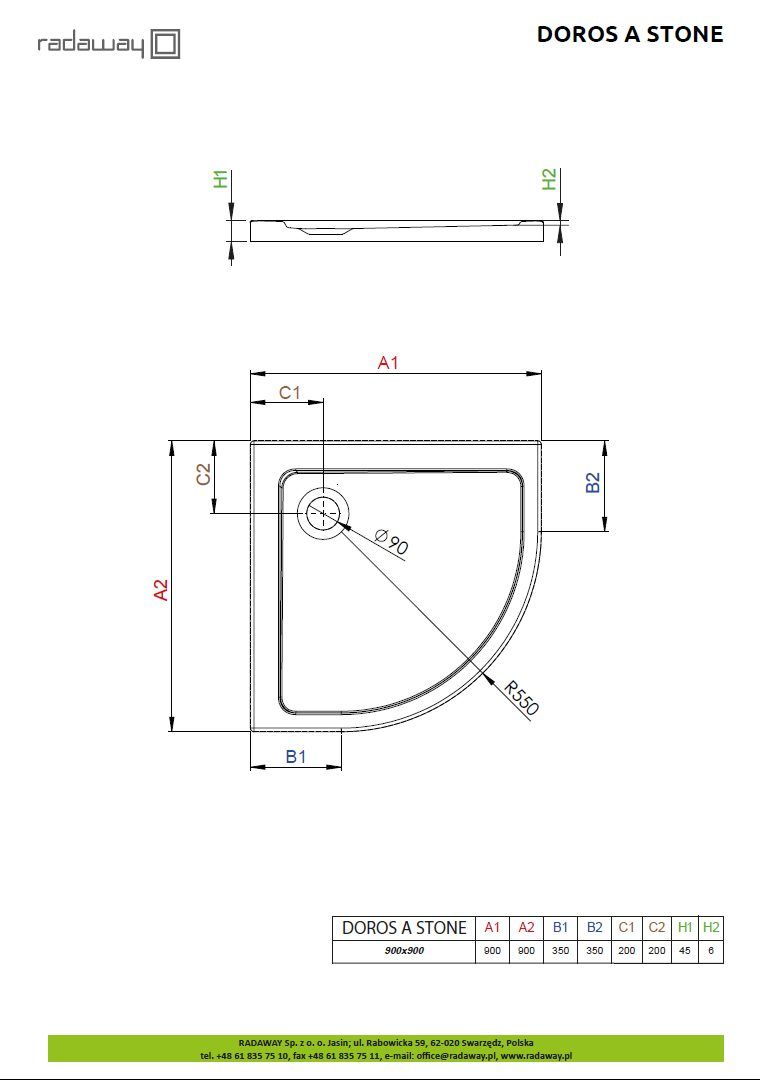 Душевой поддон Radaway Doros A Stone Anthracite
