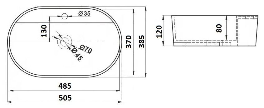 Раковина для ванной Ceramalux 50x38, 78239XMC-1
