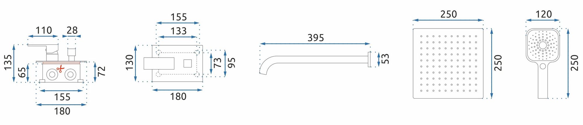 Душевая система Rea Orix Gold, REA-P8464