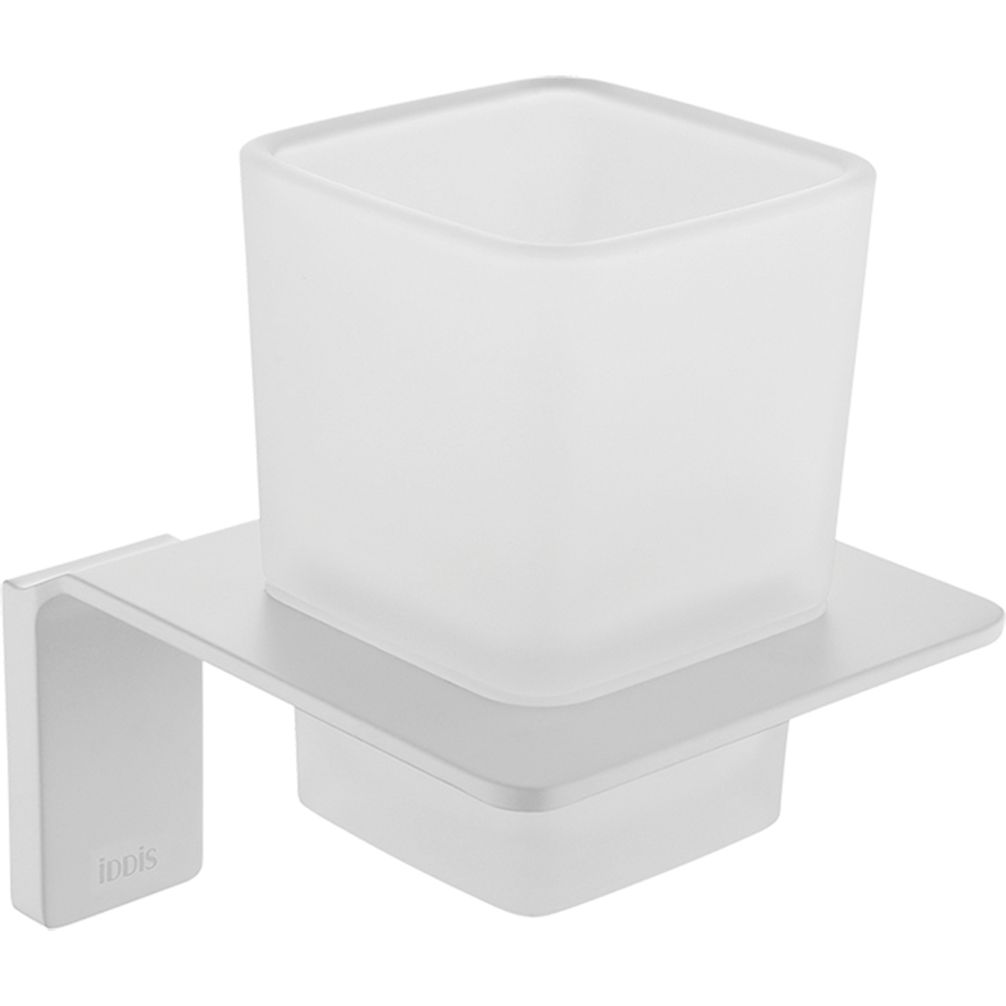 Подстаканник одинарный, матовое стекло, сплав металлов белый матовый, Iddis Slide, SLIWTG1i45