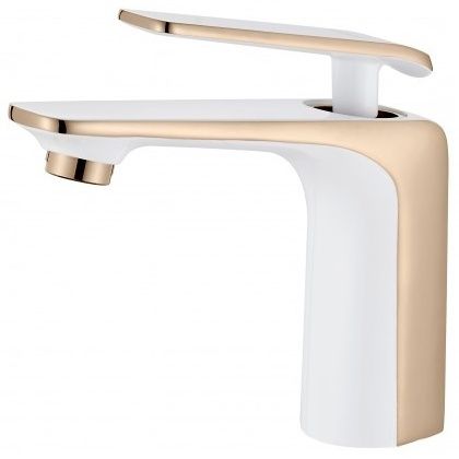 Смеситель для умывальника белый/золото Ledeme L1074WR