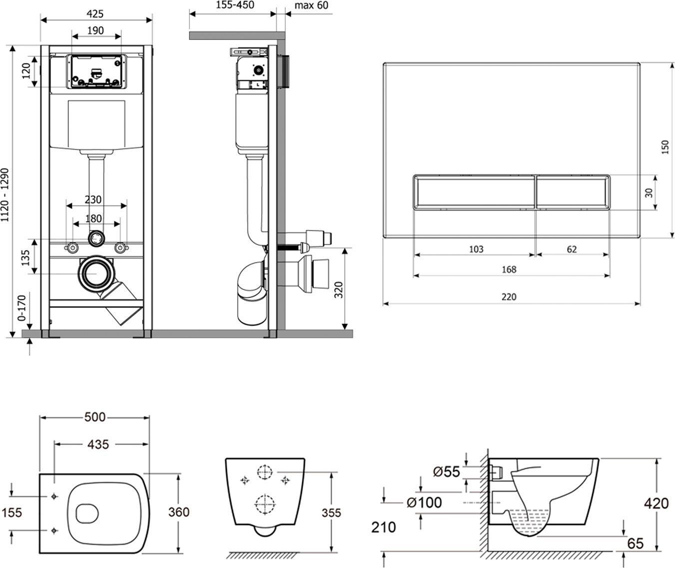 Комплект инсталляции и унитаза 6 в 1 Lavinia Boho Relfix Aveo Rimless, 77050206