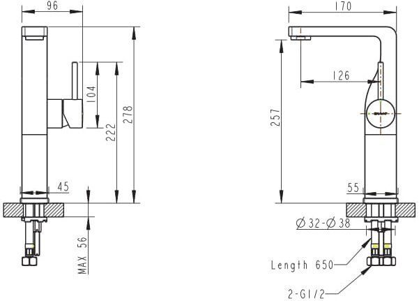 Смеситель для умывальника высокий Bravat Arc F16061K-A2