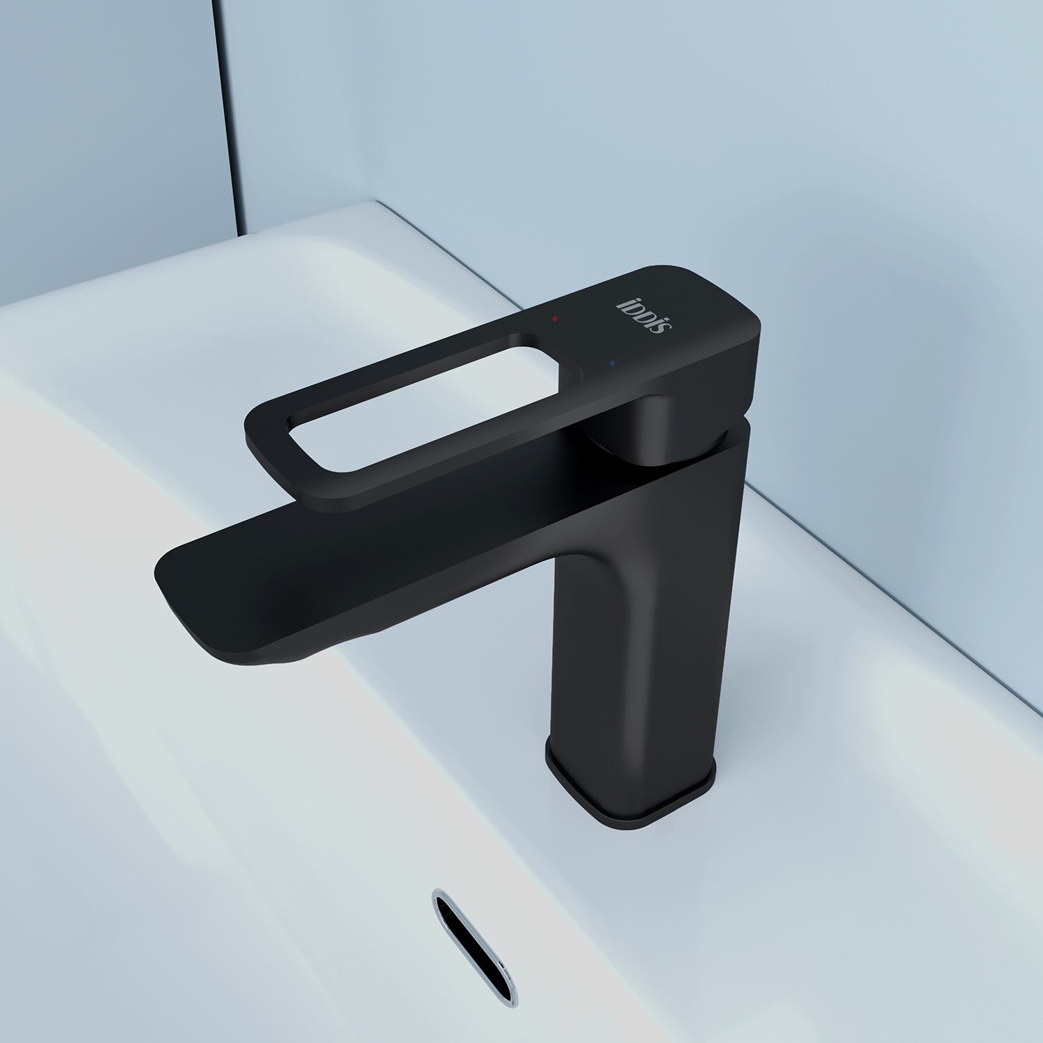 Смеситель для умывальника, черный, Iddis Slide, SLIBL00i01