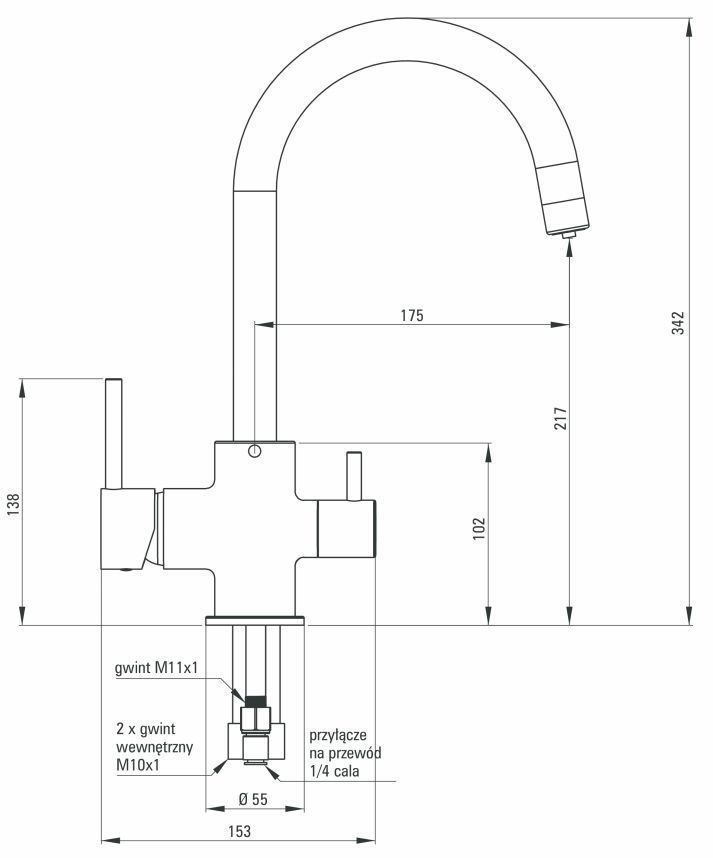 Смеситель для мойки с подключением фильтра для воды Deante, BCH_N64M