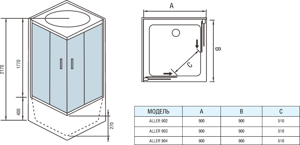 Душевая кабина WeltWasser WW500 ALLER 904