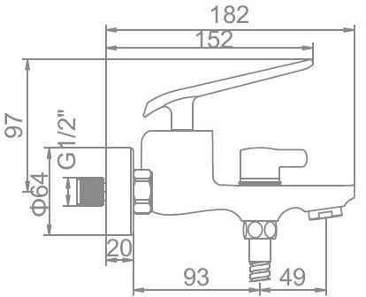 Смеситель для ванны черный Ledeme L3274B