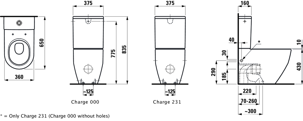 Чаша комбинированная напольная Laufen Pro LCC, 8.2595.2.400.000.1