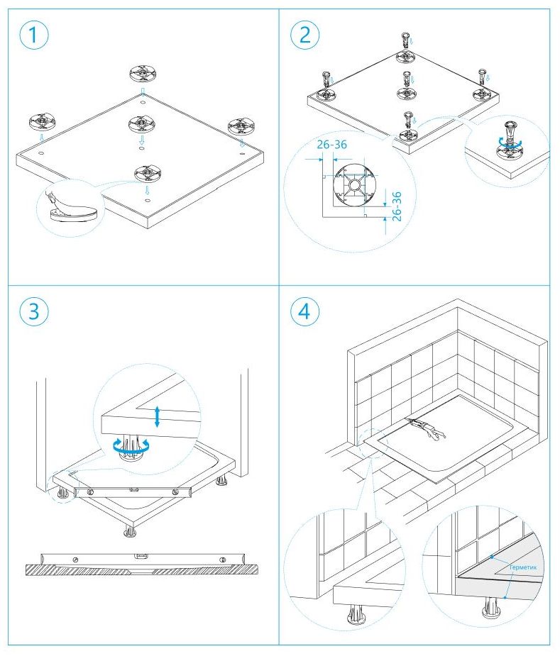 Ножки для поддона RGW N-01 (10), 03230111-31