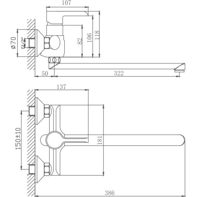 Смеситель для ванны с изливом 35 см Haiba HB22805-8