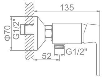 Смеситель для душа с цветной накладкой Ledeme L2053W