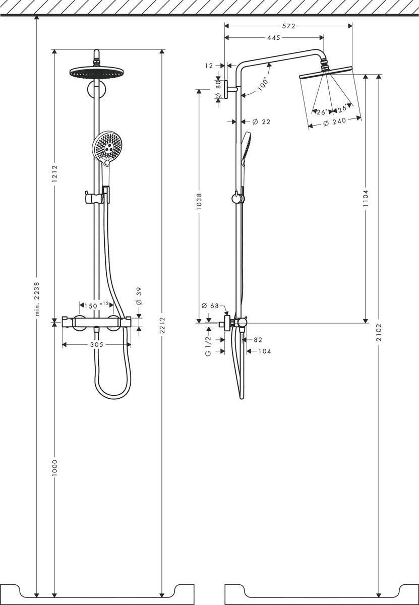Душевая система Hansgrohe Raindance Select 240 Showerpipe, 27116000
