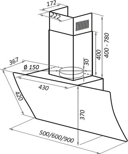 Кухонная вытяжка Maunfeld Sky Star Chef 90 бежевый